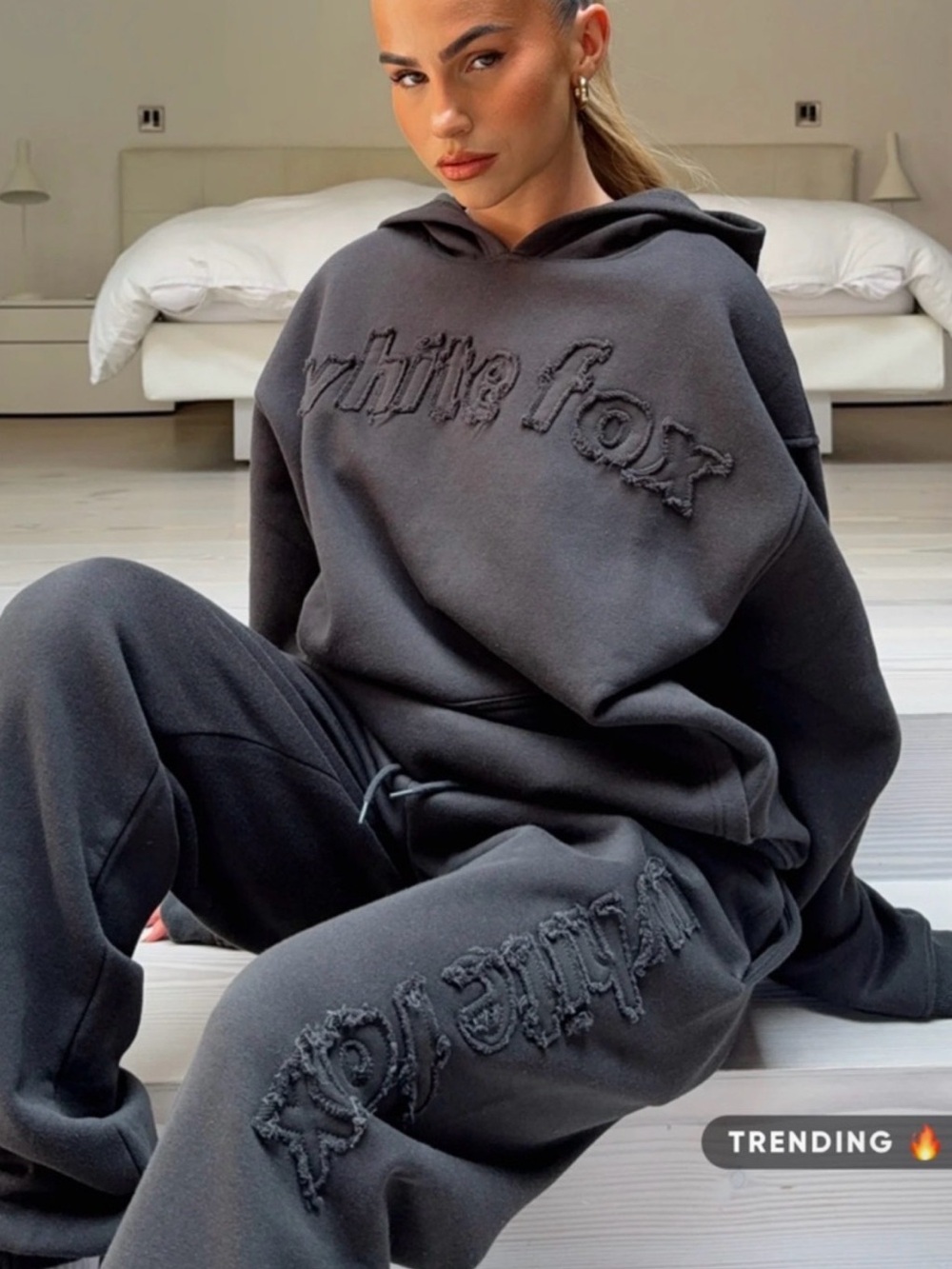 White fox distressed hoodie